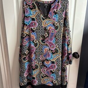 NWT Nicole Miller, Paisley cold shoulder, size 18 dress. Classic, Bohemian, Chic